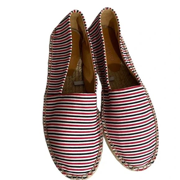 J.‎ Crew Striped Red White Canvas Espadrille Flats Size 7.5 - Picture 2 of 8